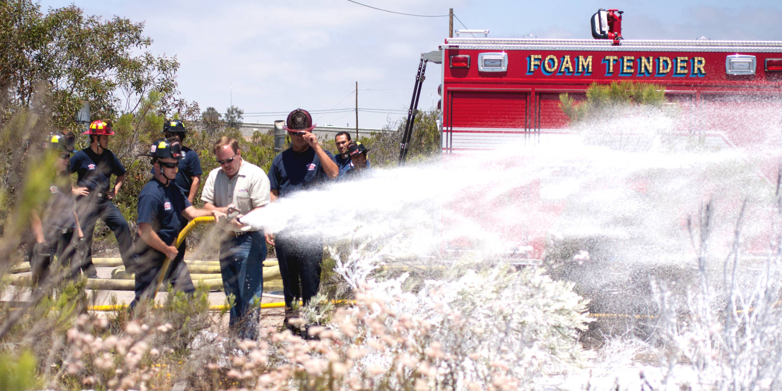 Firefighter's training on a foam tender